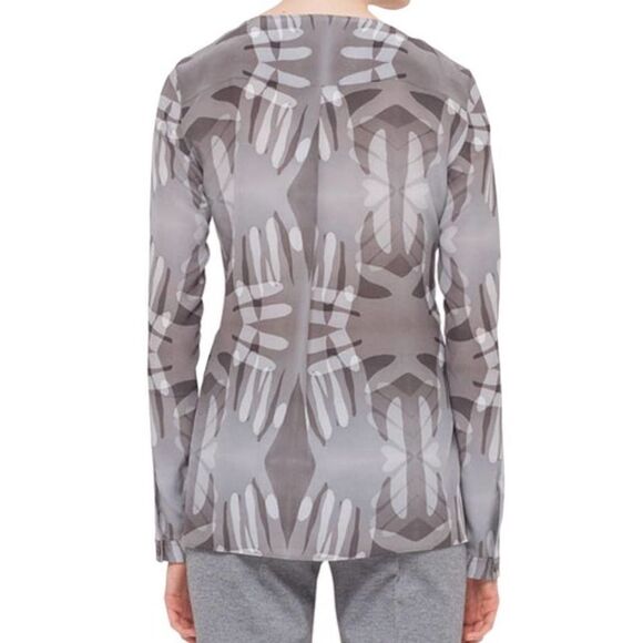 AKRIS PUNTO Hand Print Silk Blouse 6 - Picture 6 of 10